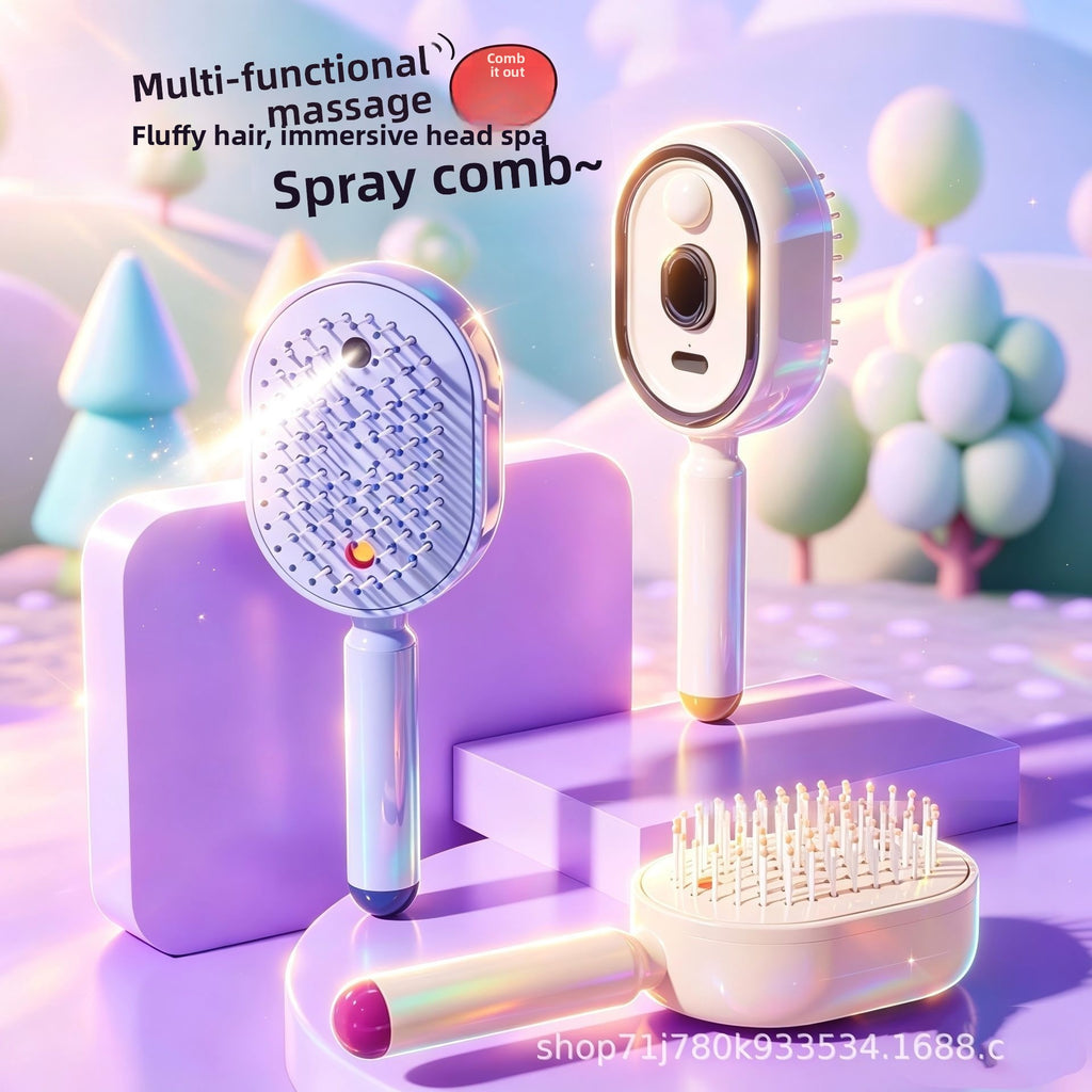 Atomized Self-Cleaning Hair Care Comb