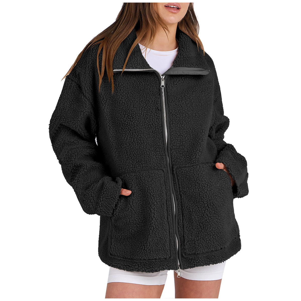 Women'S Solid Color Turtleneck Coat