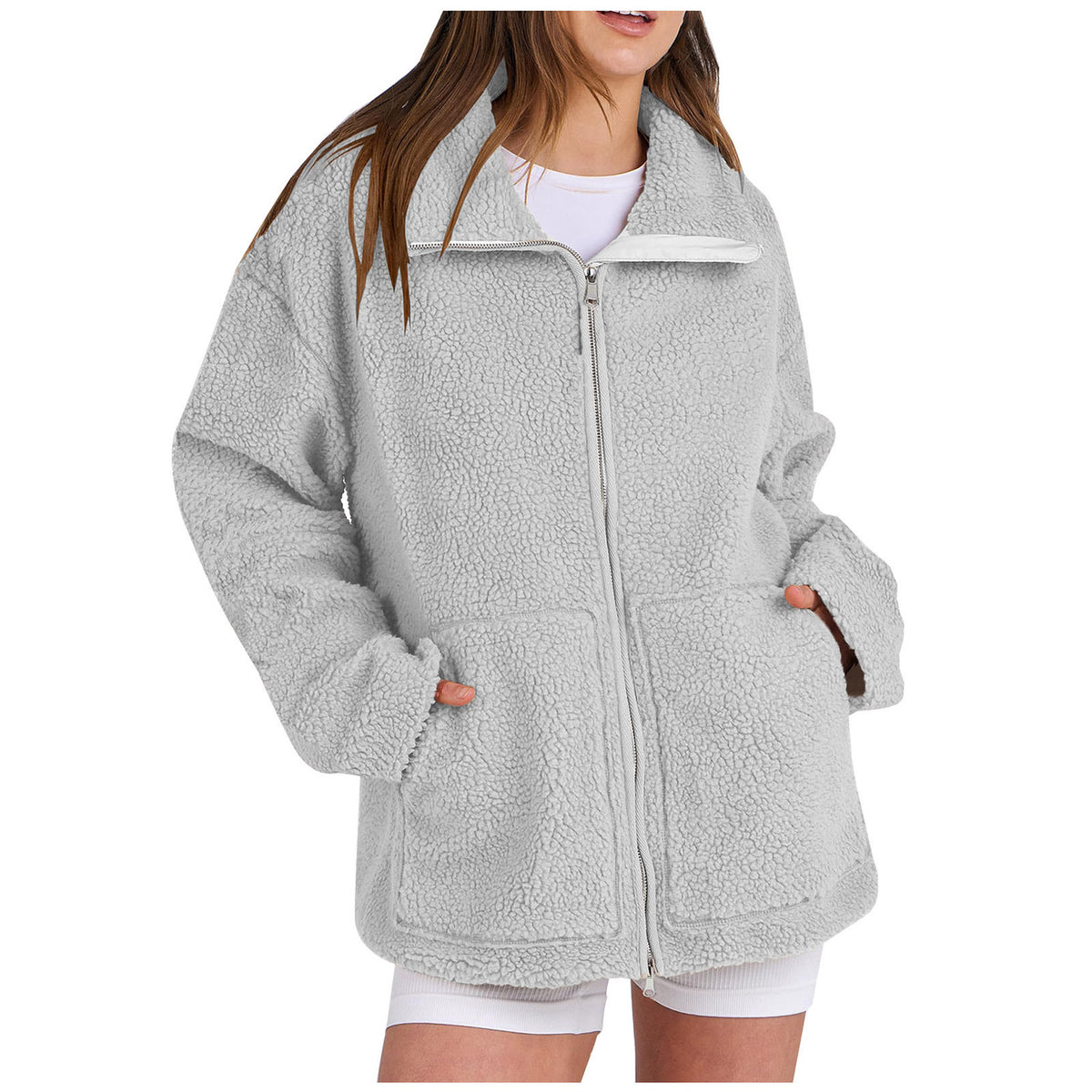 Women'S Solid Color Turtleneck Coat