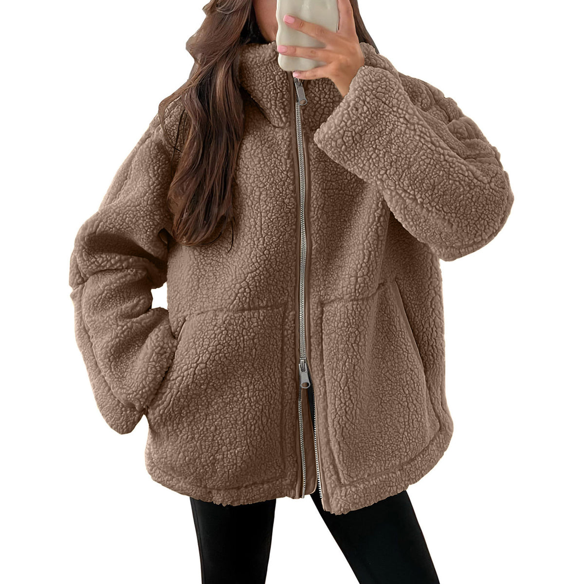 Women'S Solid Color Turtleneck Coat