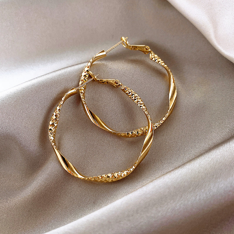 Shattered Silver Plain Hoop Earrings